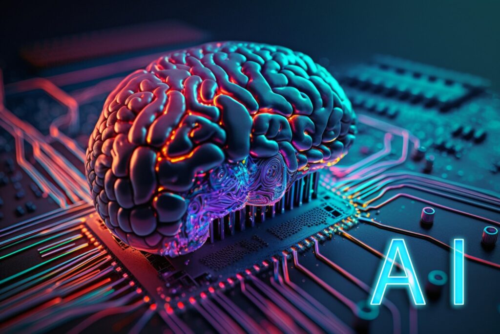 Ilustrasi tim Sinar Teknologi sedang merancang model Machine Learning untuk solusi Kecerdasan Buatan Indonesia.